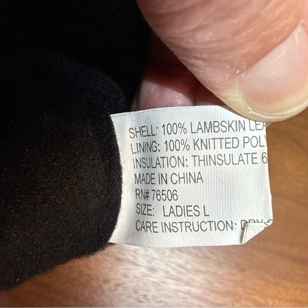 Women’s Gloves 100% Genuine‎ Lambskin Leather Lined Black Sz L Driving Walking